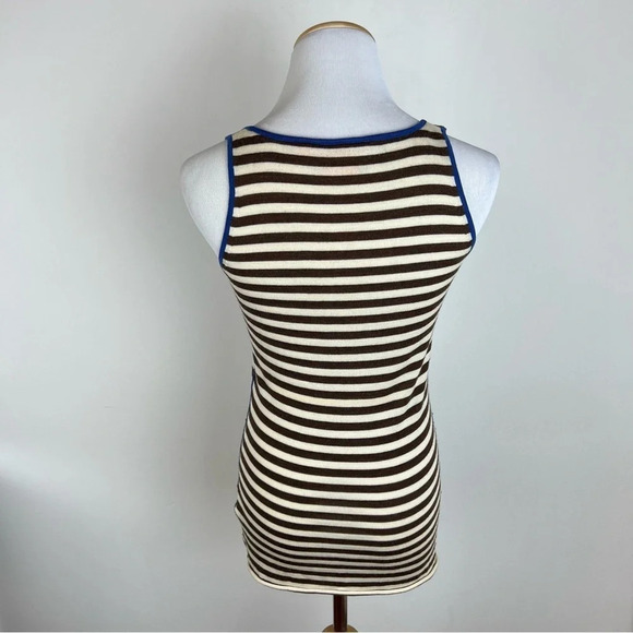 Tory Burch 100% Wool Striped Tank Top Cream Brown Size XS - Picture 2 of 3